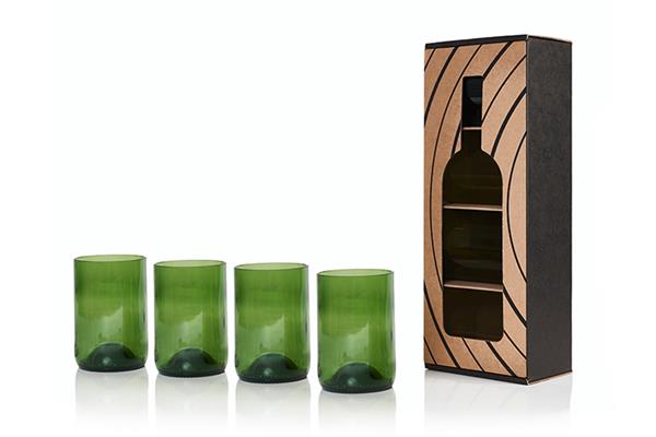 4 Rebottled glazen Groen Cadeautips Webshop